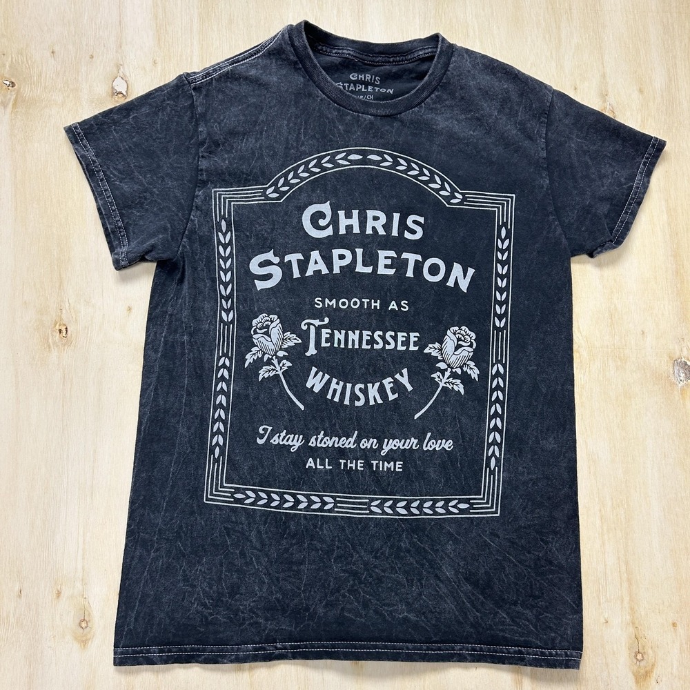 Chris Stapleton Shirt Mens Small Black Tennessee Whiskey Graphic Tee T-Shirt